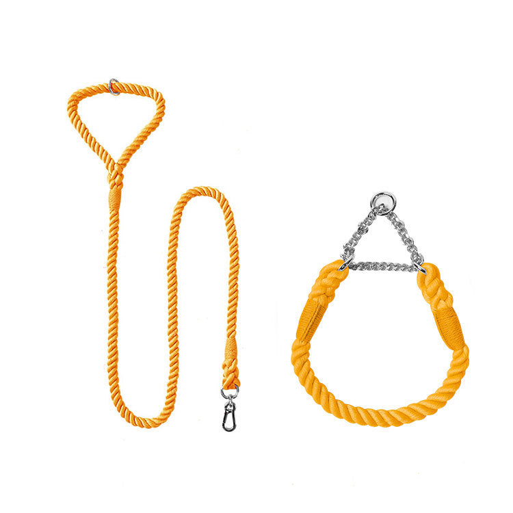 Woven Cotton Pet Leash And Collar Set Durable Comfortable